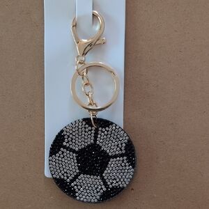Gold and Black Soccer Ball Keychain